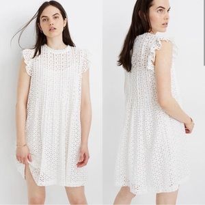 Madewell Eyelet Ruffle Sleeve Pintuck Dress Size XS